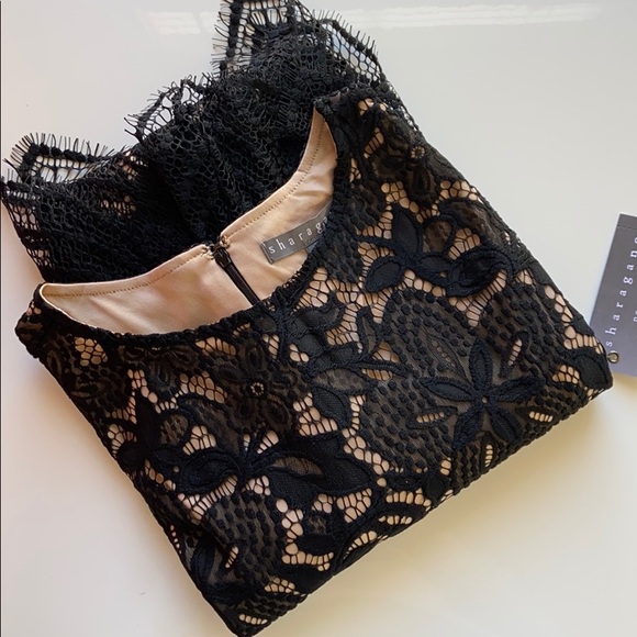 NWT Sharagano Floral Lace Scalloped Sheath Dress - Picture 7 of 9